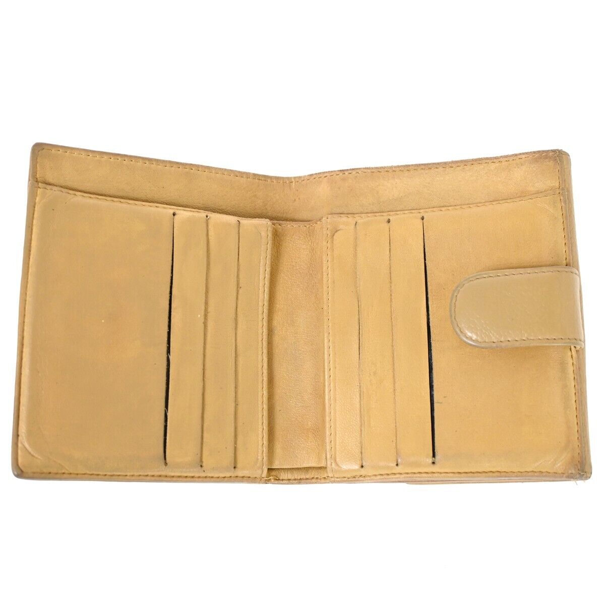 CHANEL CC Logo Bifold Wallet Purse Caviar Skin Leather Beige France 05HB310