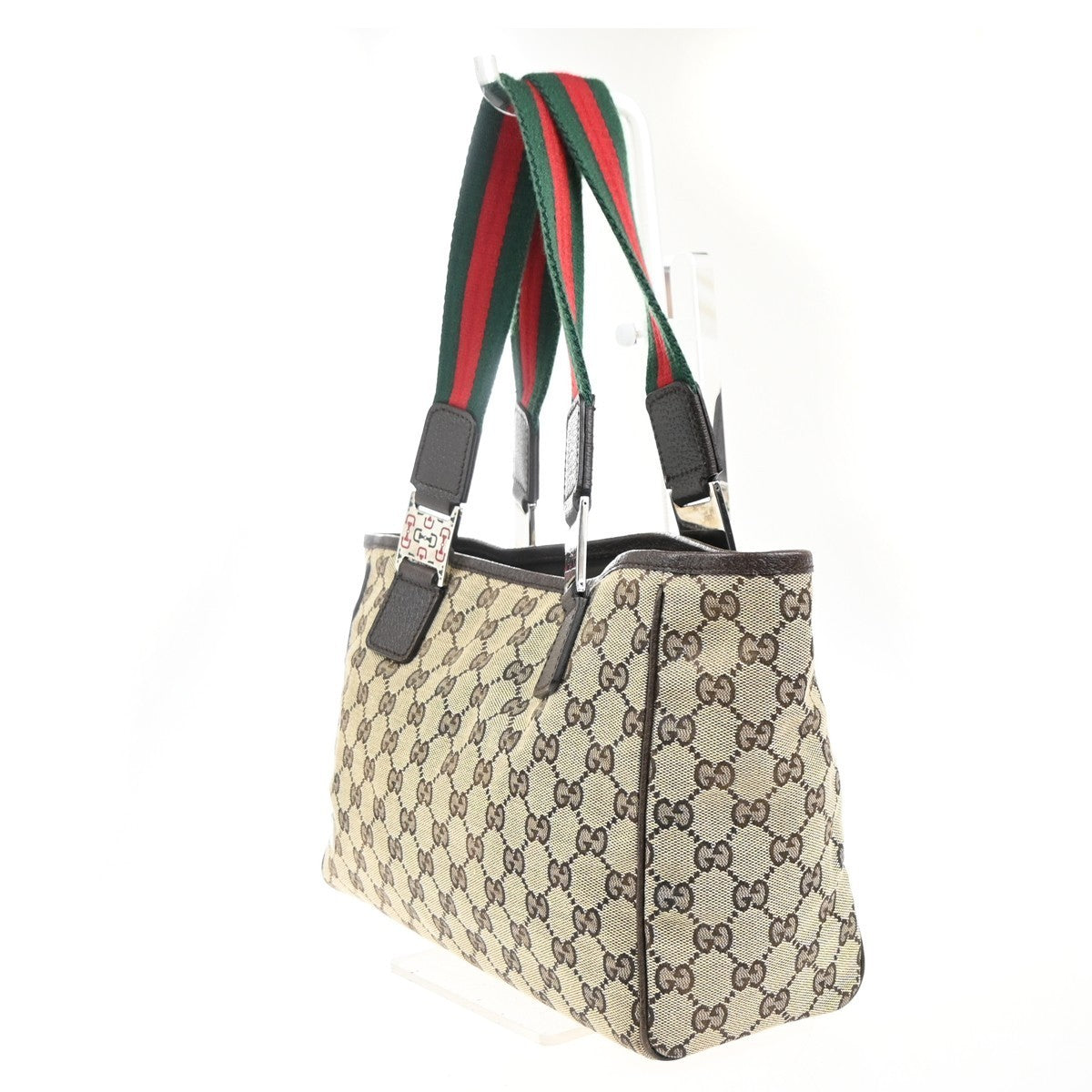 GUCCI Logo Sherry GG Pattern Shoulder Hand Bag Canvas Leather BE Italy 87KC450