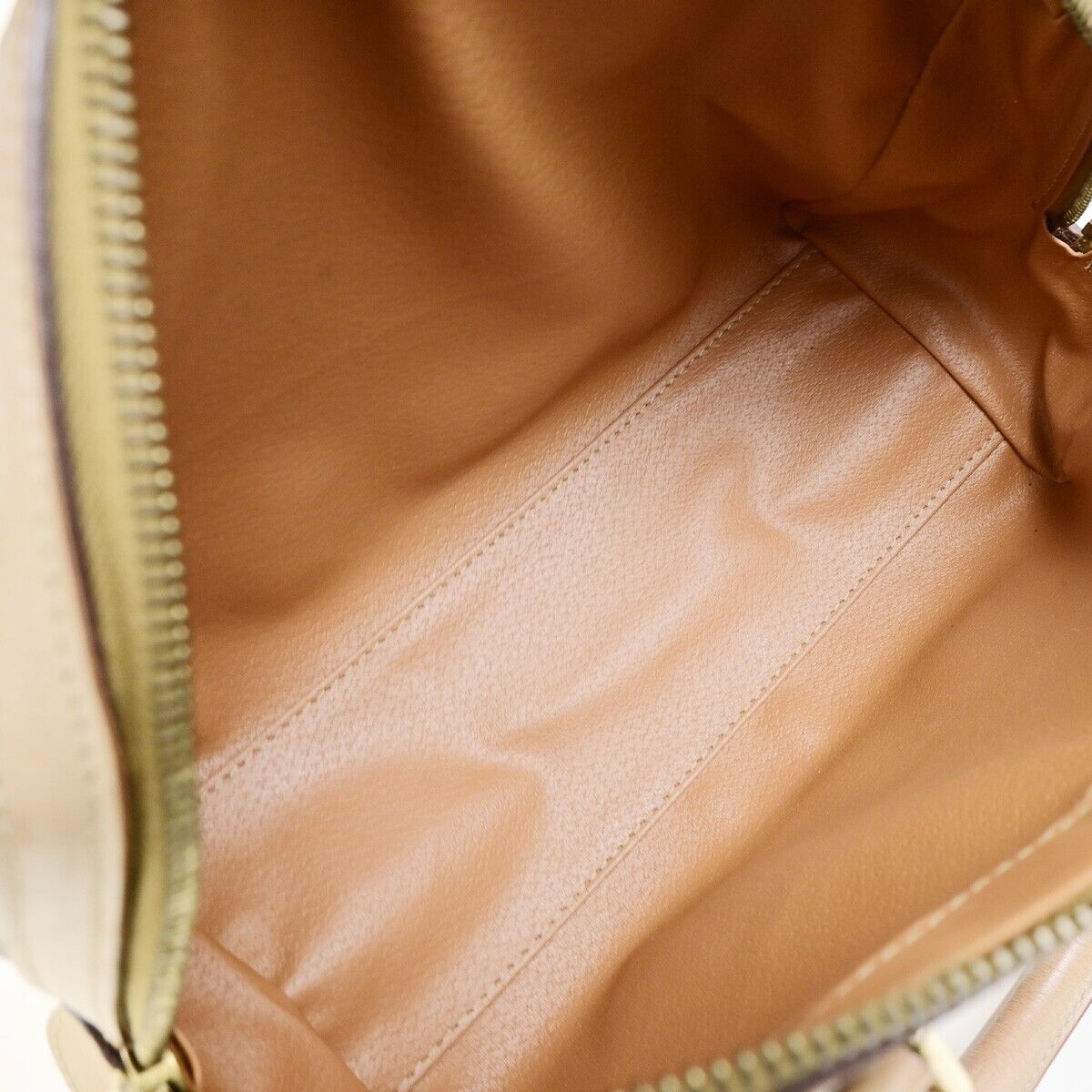 CELINE Logo Macadam Pattern Travel Hand Boston Bag PVC Leather Brown 37FB222