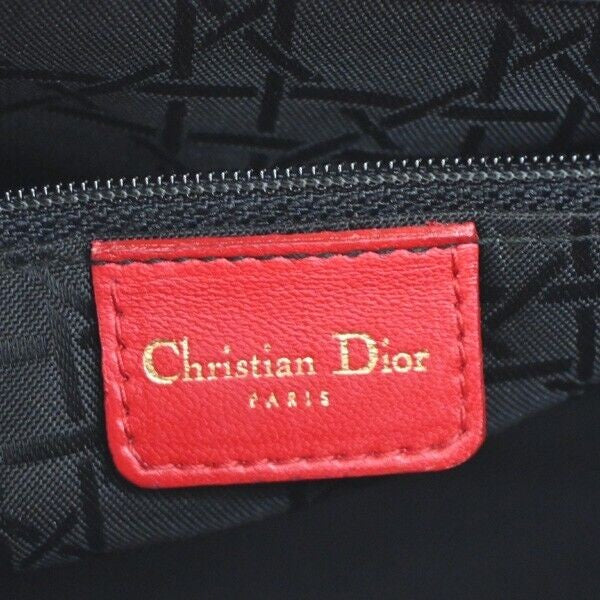 CHRISTIAN DIOR Lady Cannage 2Way Shoulder Hand Tote Bag Leather Red GHW 675RJ337