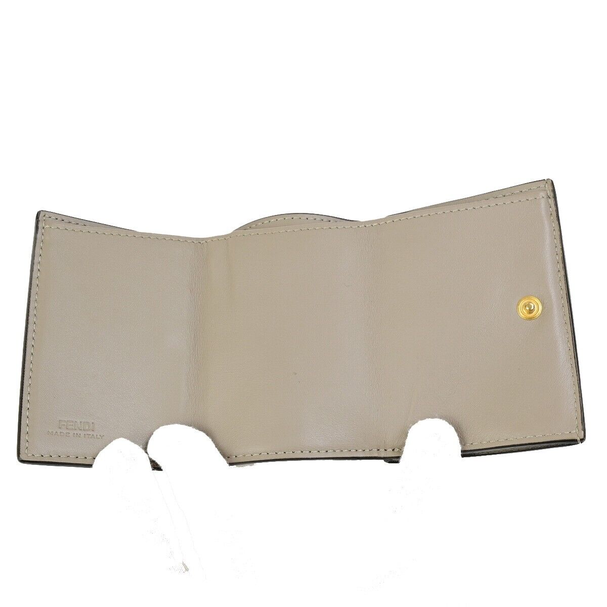 FENDI FF Logo Compact Mini Trifold Wallet Exotic Leather Brown Italy 64KA474