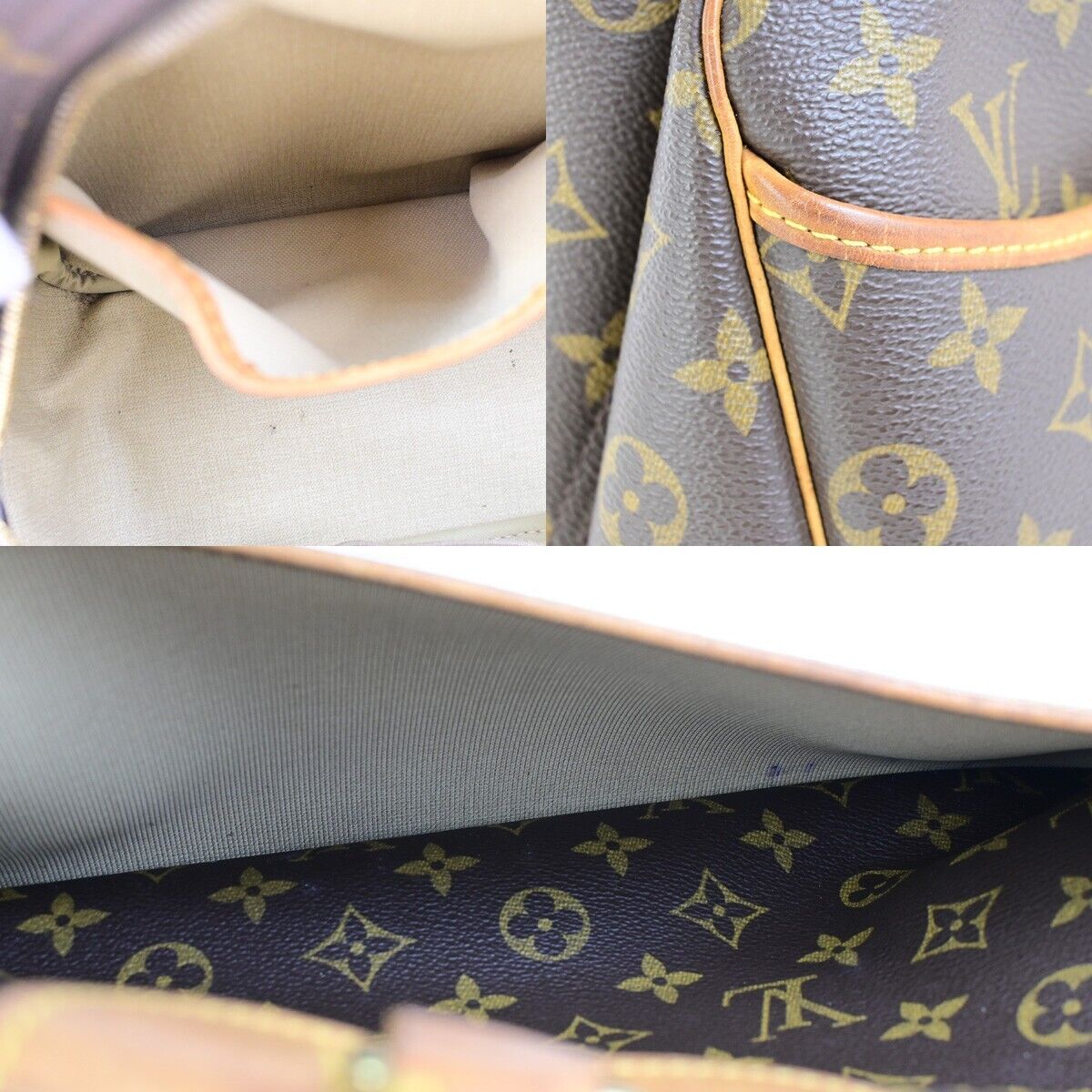 LOUIS VUITTON LV Logo Deauville Hand Bag Monogram Leather Brown M47270 34FB199