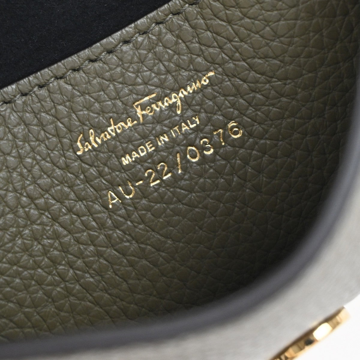 SALVATORE FERRAGAMO Logo Gancini Mini Backpack Bag Leather Khaki 86EG146