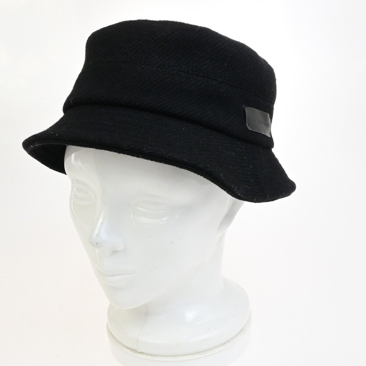 BURBERRY LONDON Logo Nova Check Bucket Hat #M Wool Cotton Leather Black 04KA570