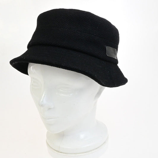BURBERRY LONDON Logo Nova Check Bucket Hat #M Wool Cotton Leather Black 04KA570