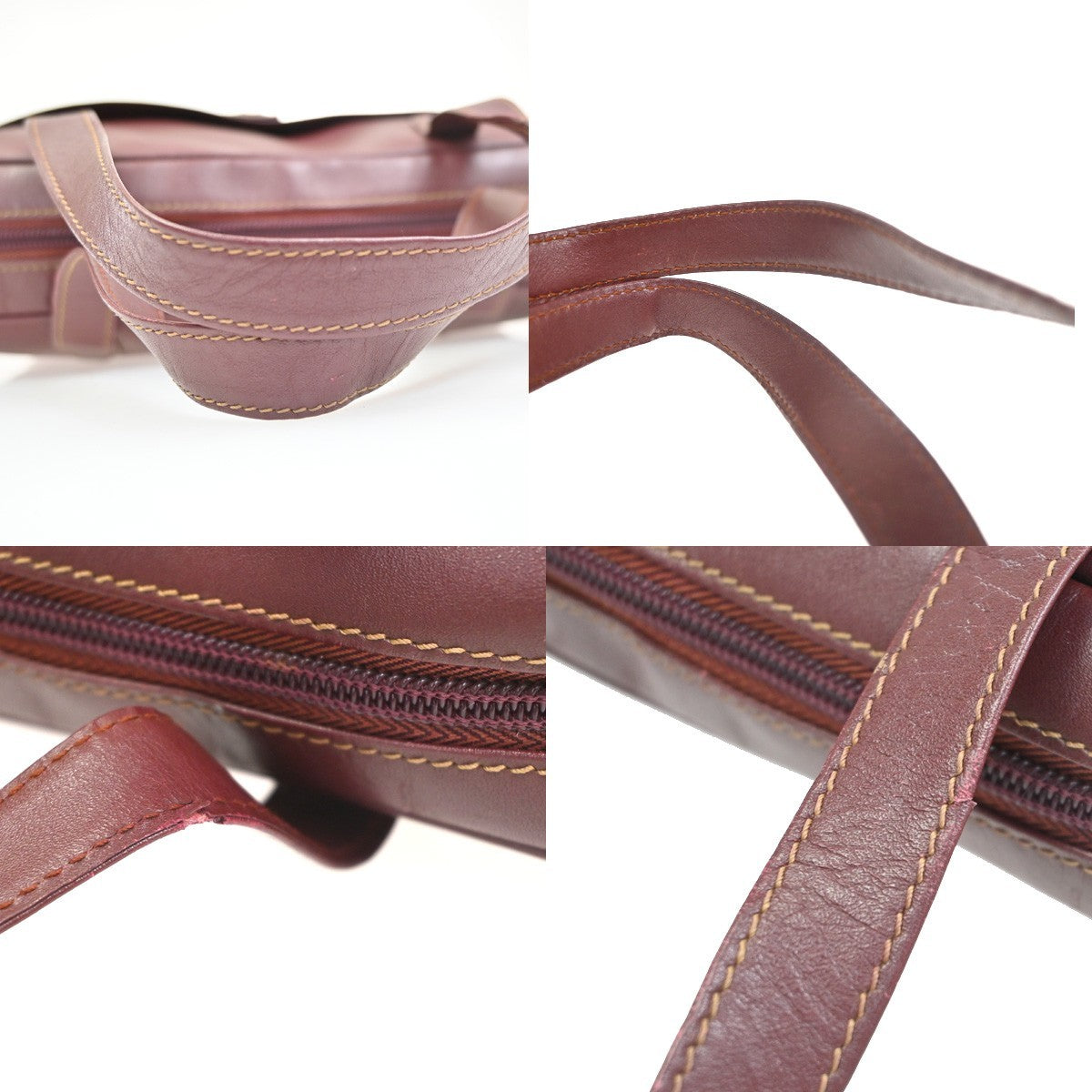 CARTIER Logo Must Line Shoulder Hand Bag Leather Red  Burgundy Italy 67MA134