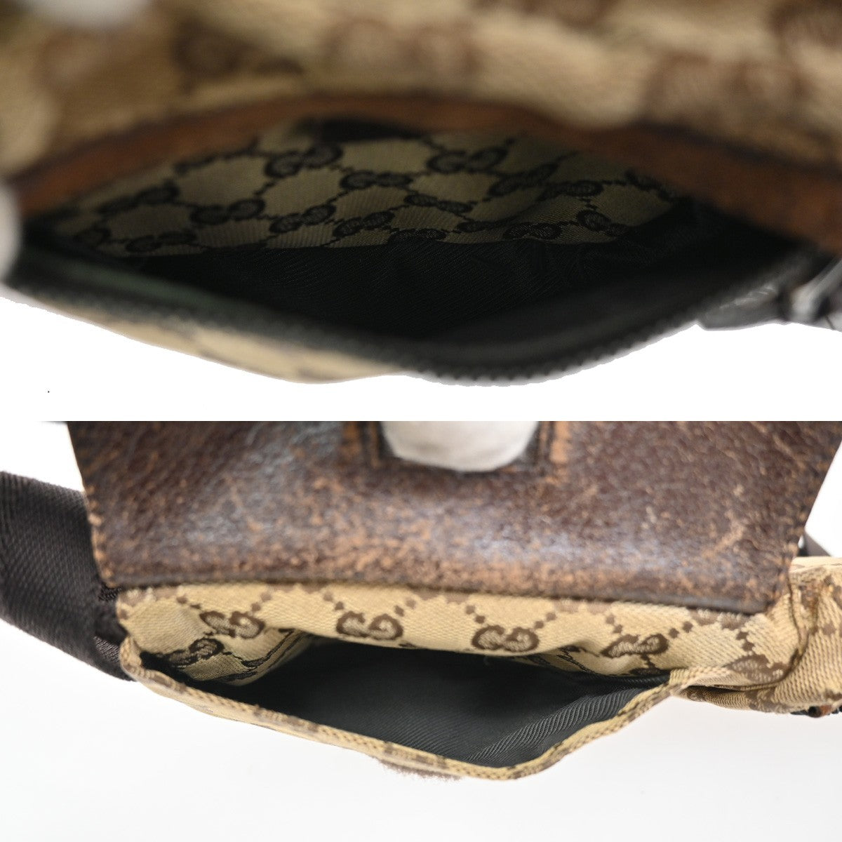 GUCCI GG Pattern Bum Body Bag Canvas Leather Brown Beige SHW Italy 62DA027