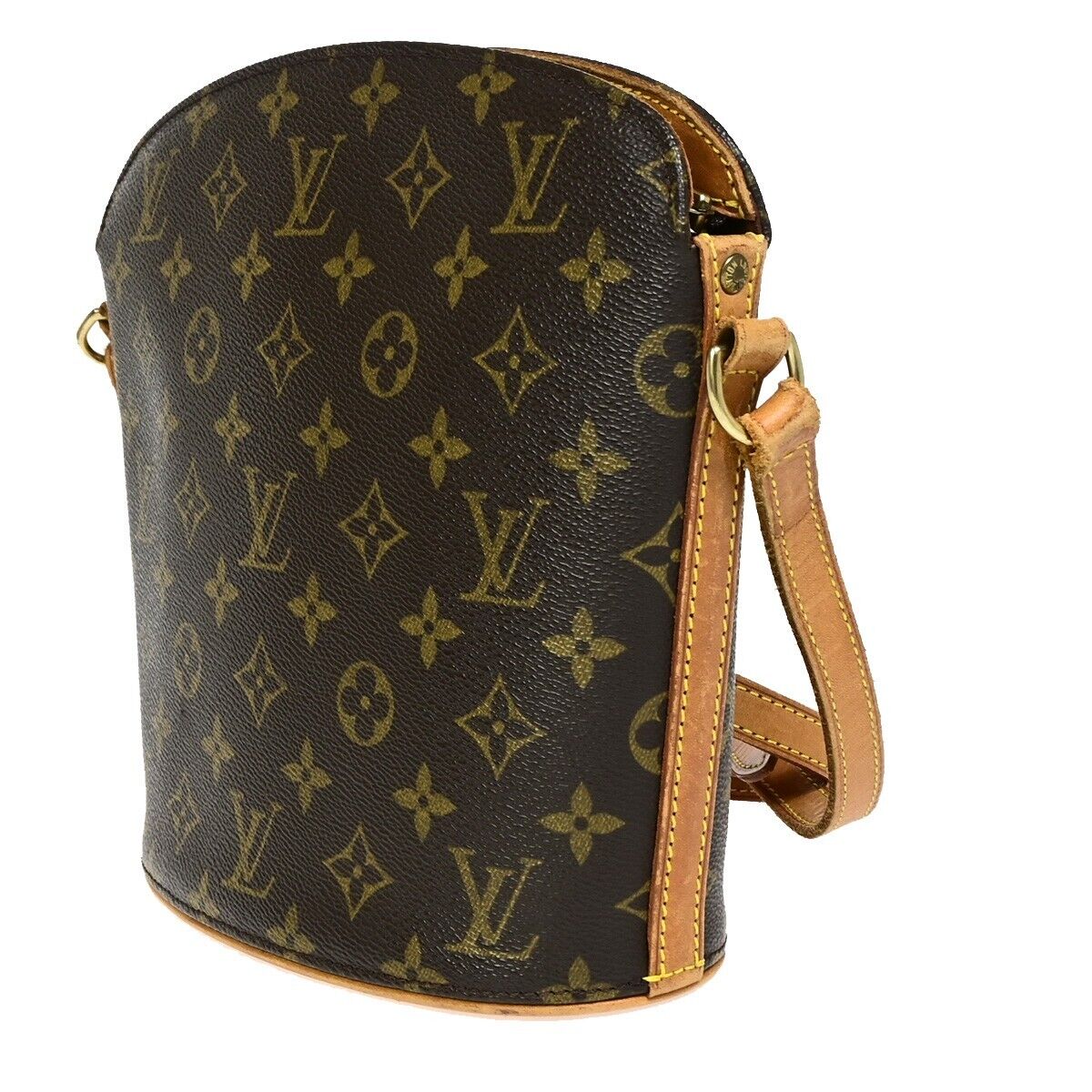 LOUIS VUITTON Logo Drouot Shoulder Bag Monogram Leather Brown M51290 86EB535
