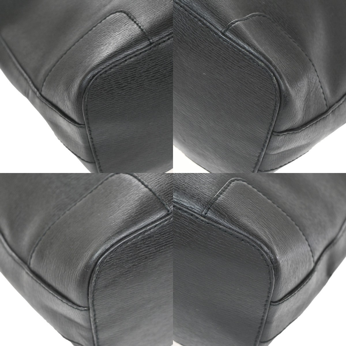GUCCI Logo Shoulder Hobo Bag Leather Black GHW Italy 32YJ126