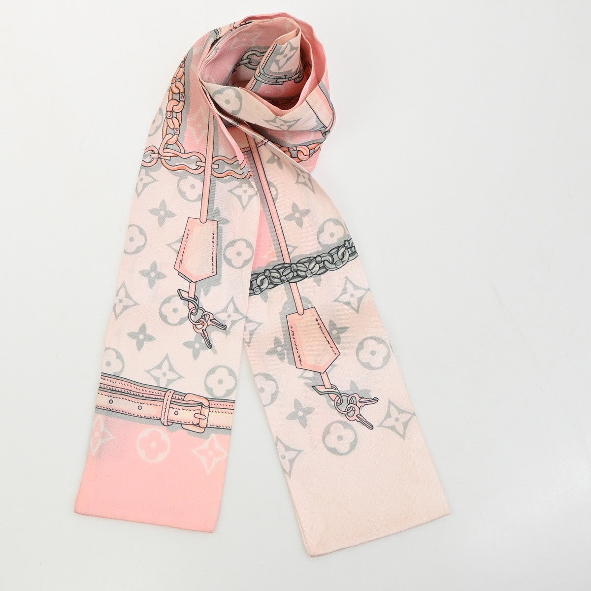 LOUIS VUITTON Monogram Confidential Bandeau Scarf 100% Silk Pink M70637 09MA607