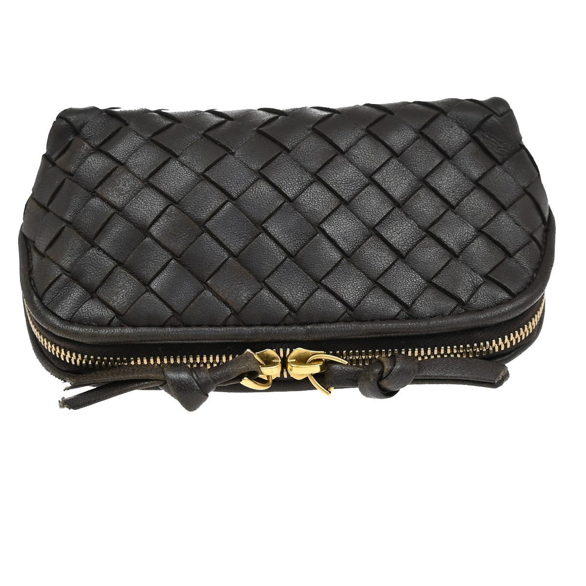 BOTTEGA VENETA Intrecciato Mini Pouch Bag Leather Brown 02EG079