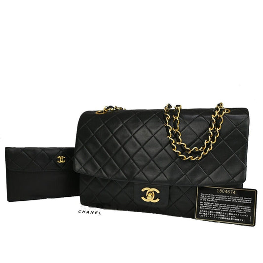CHANEL CC Logo Matelasse Chain Shoulder Bag Leather Black GHW Vintage 880RJ132