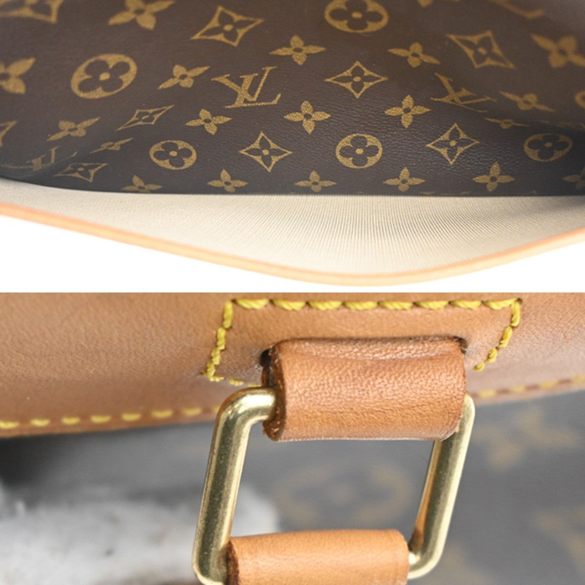 LOUIS VUITTON LV Logo Deauville Hand Bag Monogram Leather Brown M47270 13MA266