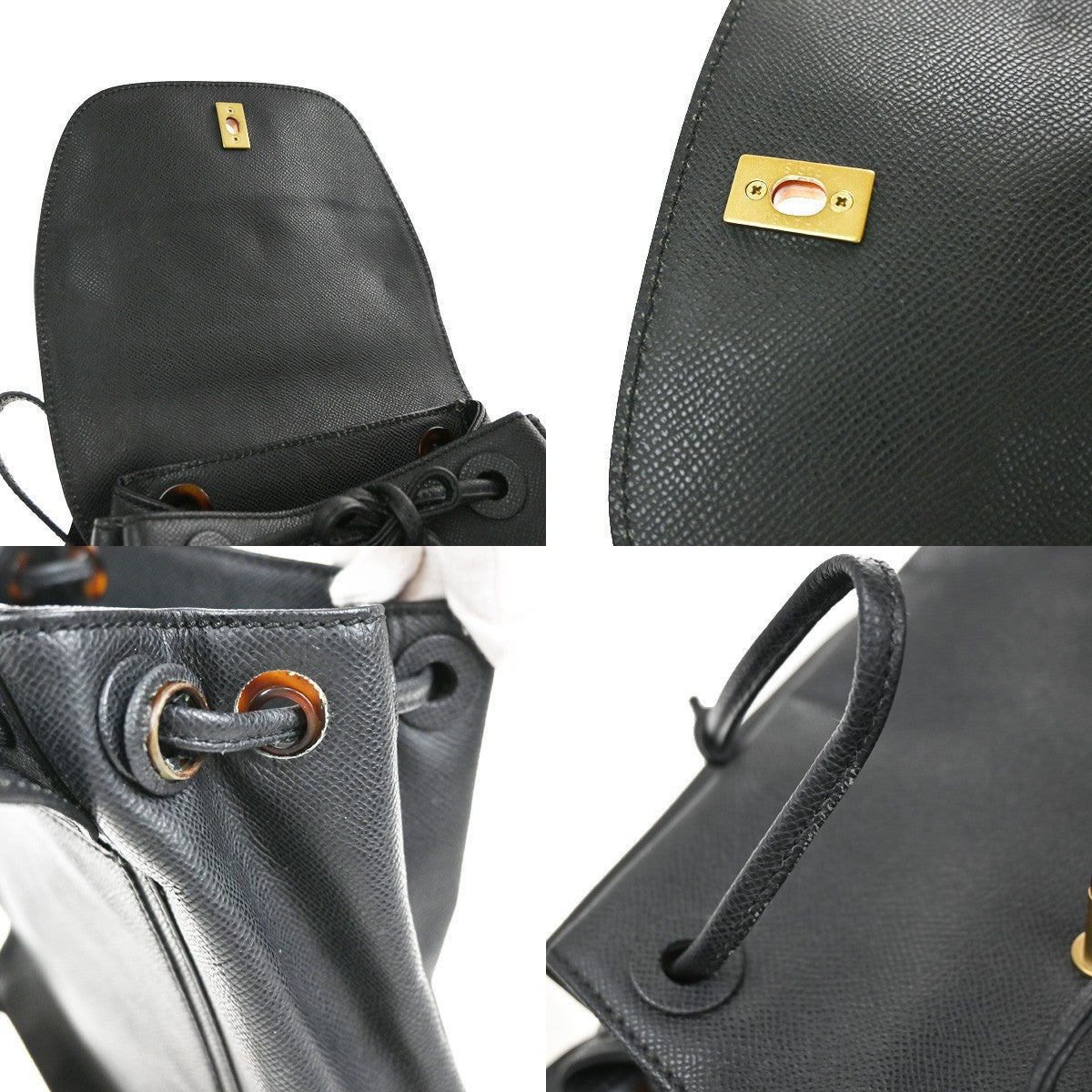 CHANEL CC Logo Backpack Bag Leather Plastic Black GHW Italy Vintage 620RF612