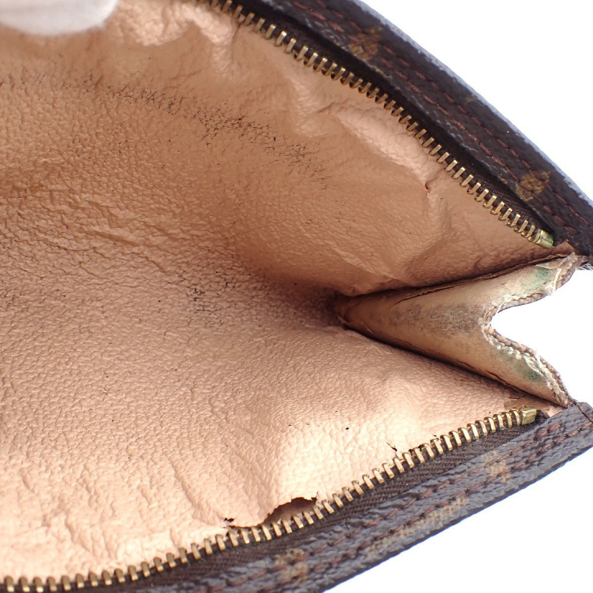 LOUIS VUITTON Logo BUCKET PM Pouch Bag Monogram Leather Brown France 02KC143