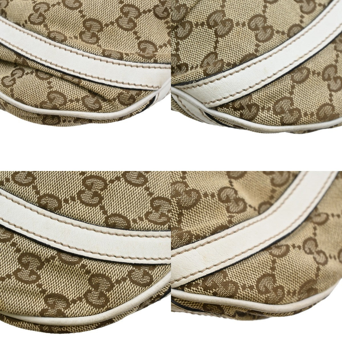 GUCCI Abbey GG Pattern Shoulder Bag Canvas Leather Brown white GHW 88SA096