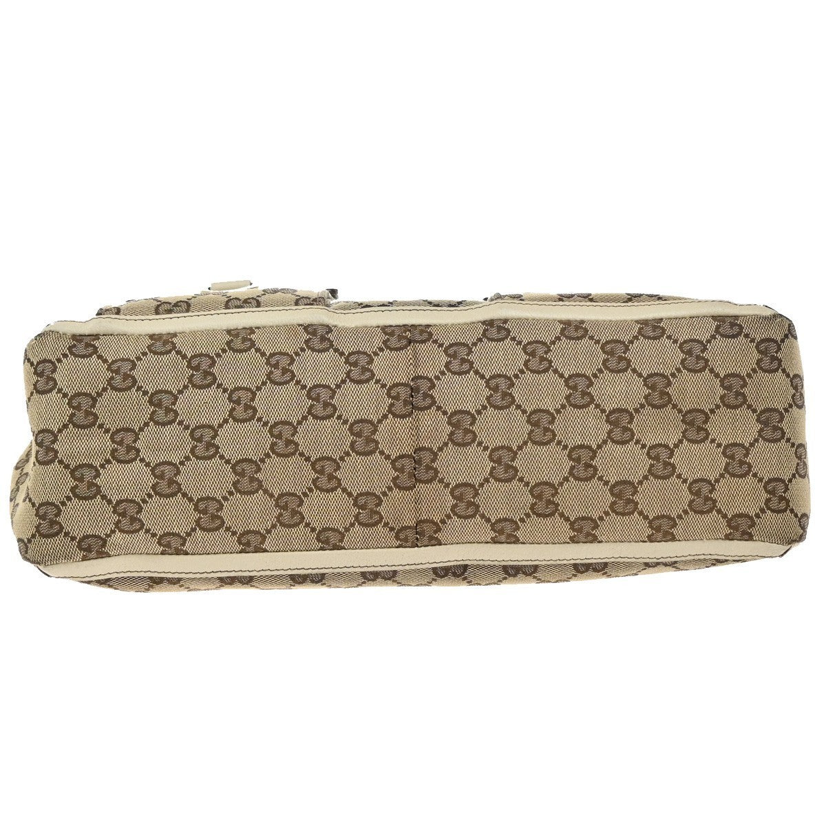 GUCCI Logo GG pattern Shoulder Tote Bag Canvas Leather Brown White Italy 85KP250