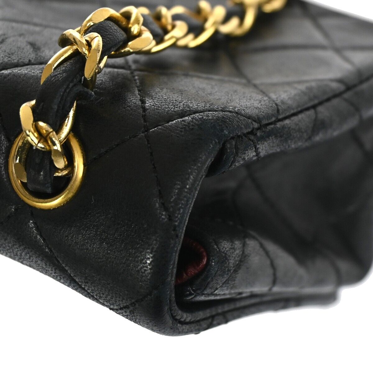 CHANEL CC Mini Matelasse Full Flap Chain Shoulder Bag Leather Black GHW 804RH915