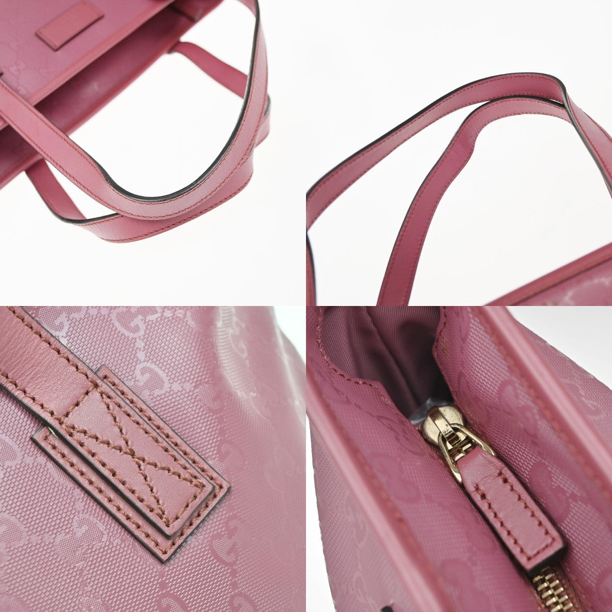 GUCCI Logo Imprime GG Pattern Shoulder Bag PVC Leather Pink GHW Italy 31KP453