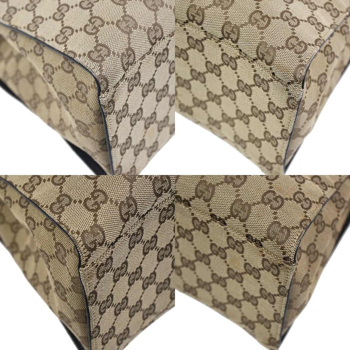 GUCCI Logo GG Pattern Hand Tote Bag Bamboo Canvas Leather BE Brown Italy 69ZA339