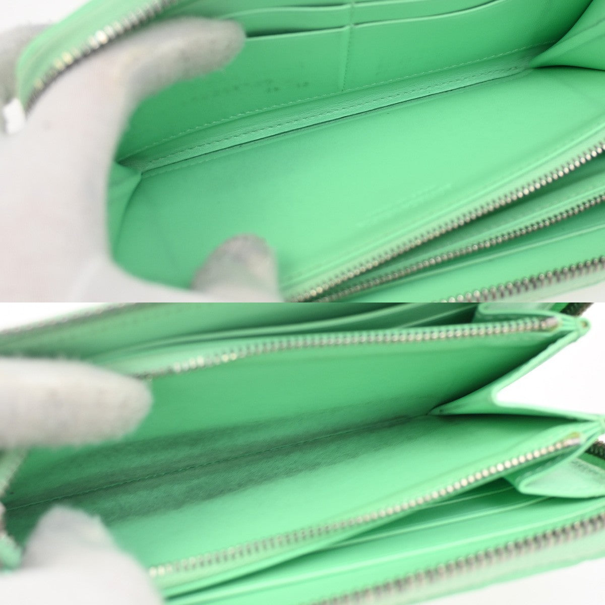 BOTTEGA VENETA Logo Intrecciato Zippy Long Wallet Leather Green SHW 66DA285