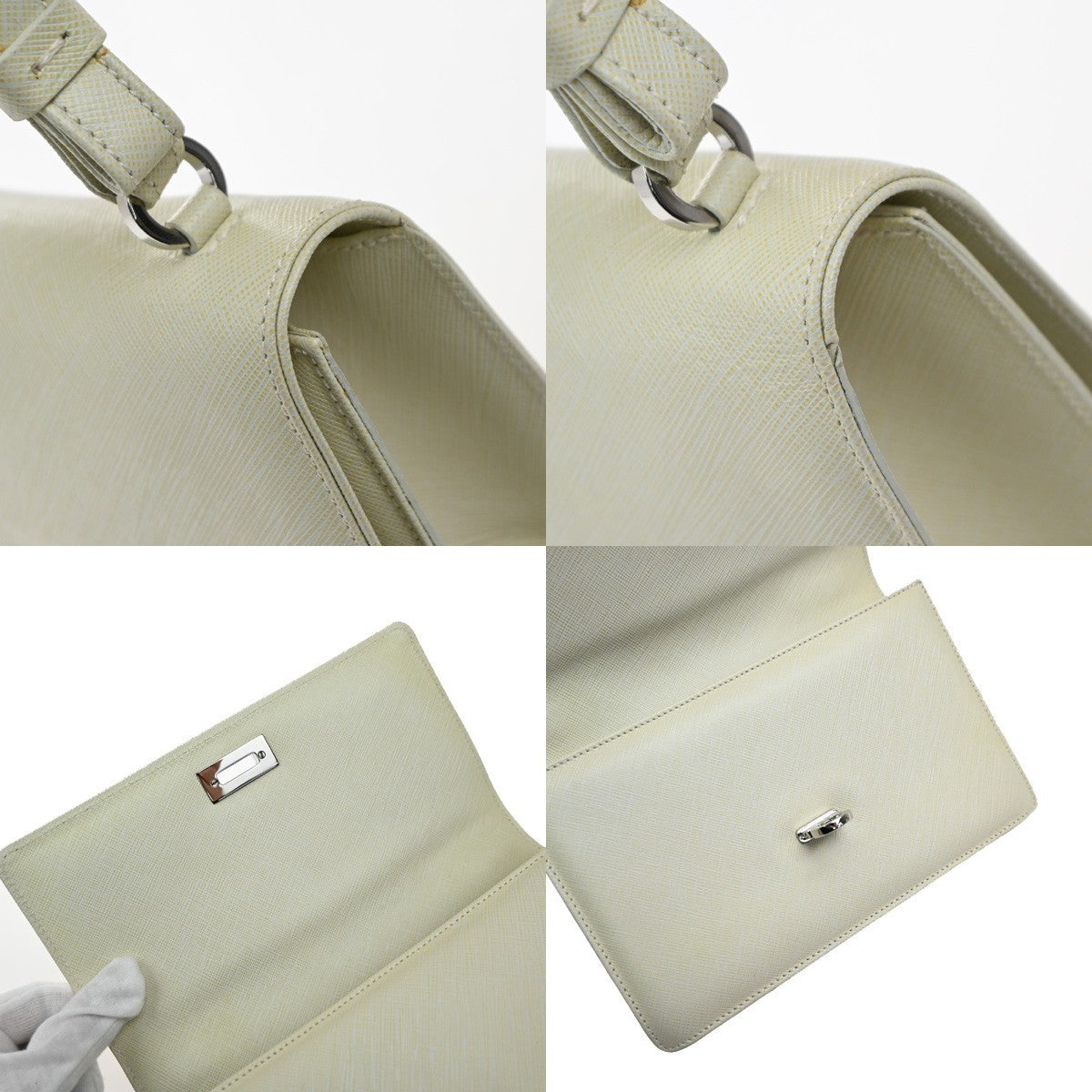 SALVATORE FERRAGAMO Gancini Chain Mini Shoulder Bag Leather White SHW 63KP530