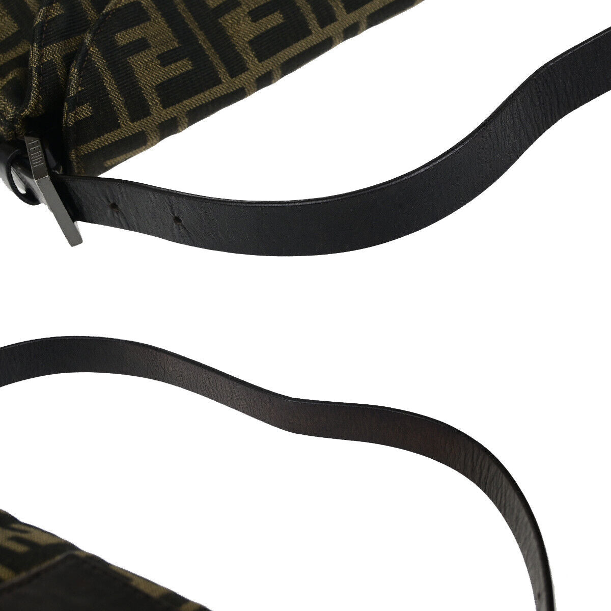 FENDI Logo Zucca Pattern Shoulder Bag Canvas Leather Brown SHW Italy 12YG485