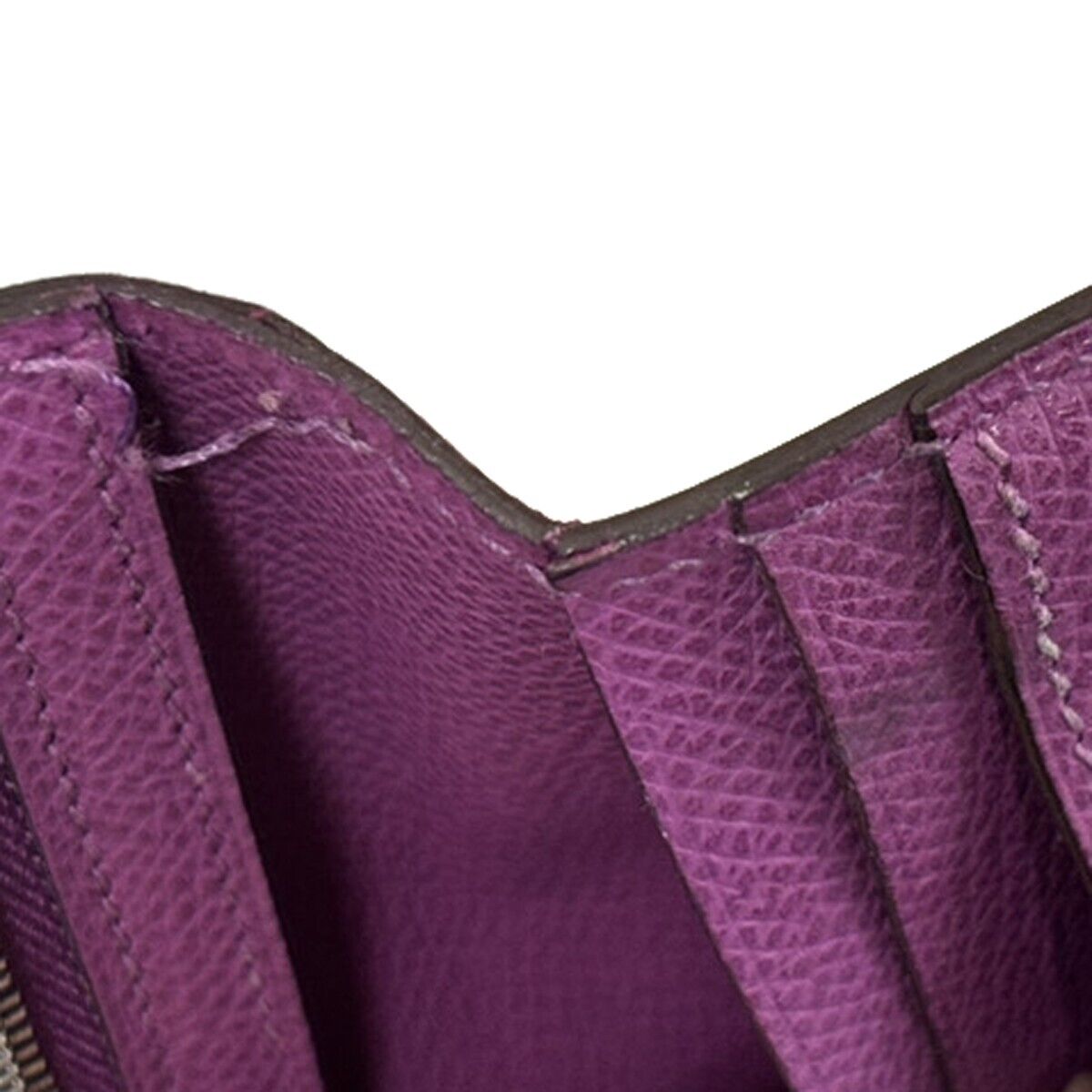 HERMES Logos Bearn Long Bifold Wallet Purse ▢I Veau Epsom Leather Purple 81RJ834