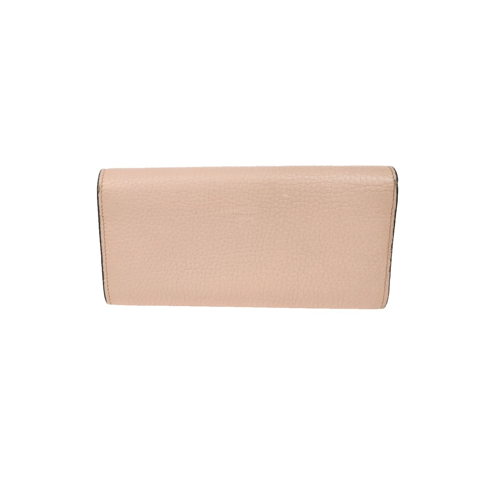 FENDI Logo Peekaboo Bifold Turn Lock Long Wallet Leather Pink Italy GHW 61KC929