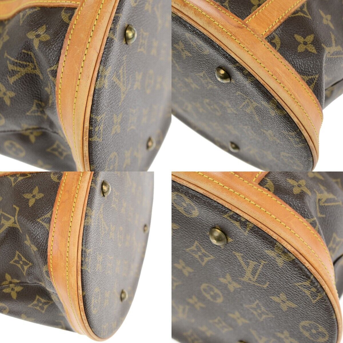 LOUIS VUITTON BUCKET GM Shoulder Tote Bag Monogram Leather Brown M42236 36ED121