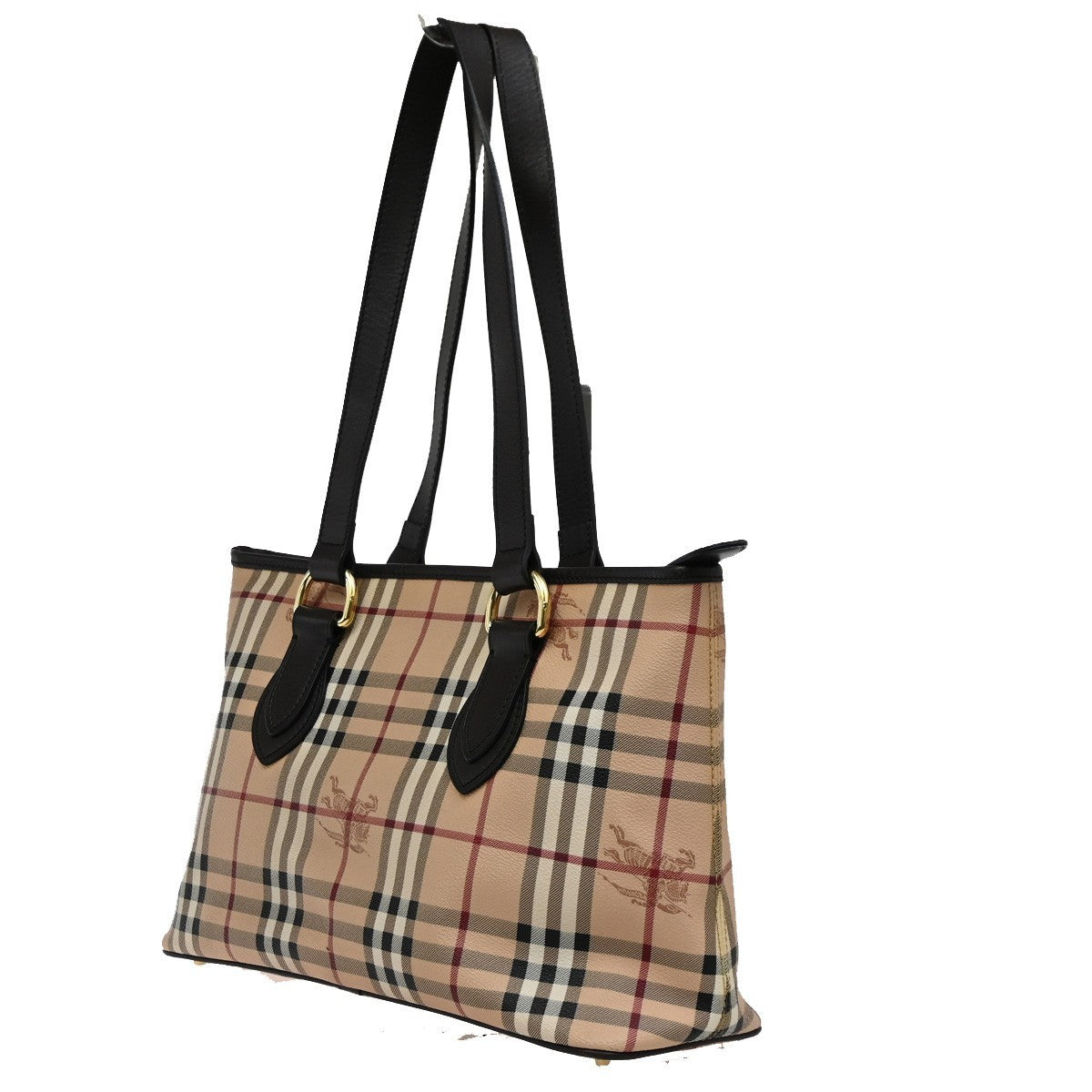 BURBERRY Logo Nova Check Shoulder Bag PVC Leather Beige Black Italy 85DA065