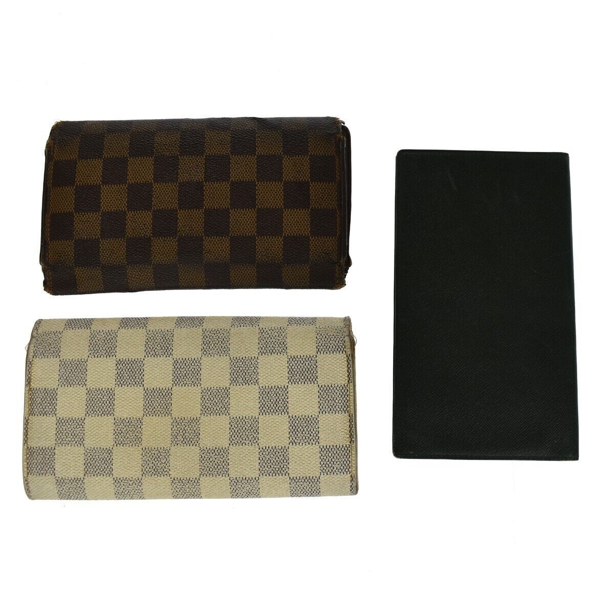 LOUIS VUITTON 3 Set Bifold Wallet Damier Azur Taiga Leather White BN GN 66GA241