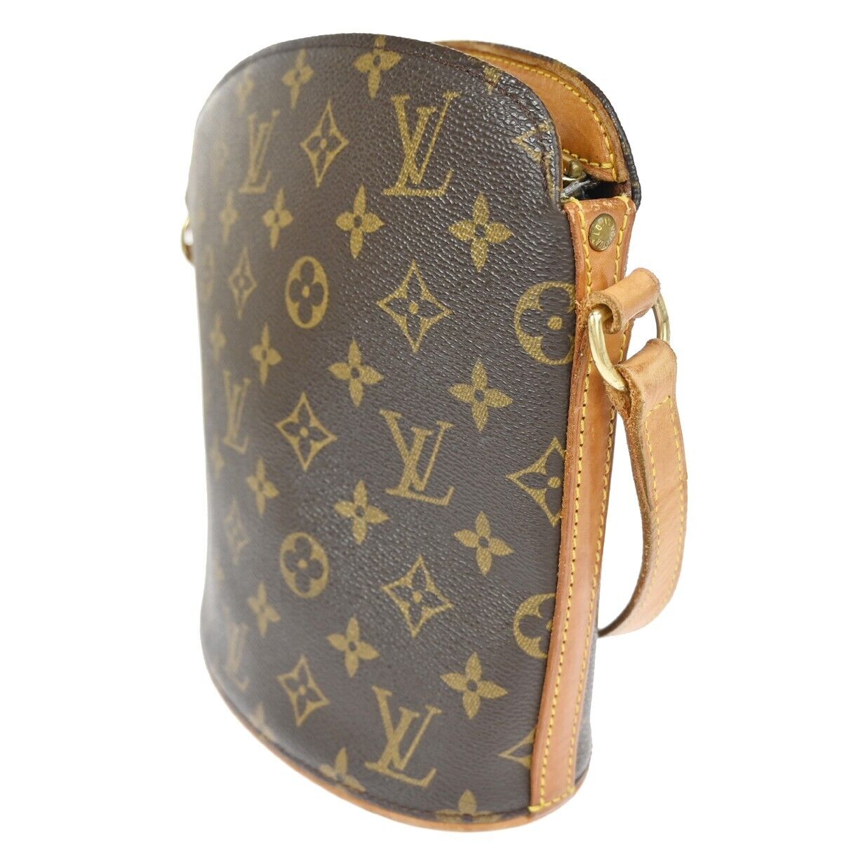 LOUIS VUITTON Logo Drouot Shoulder Bag Monogram Leather Brown M51290 16ED475