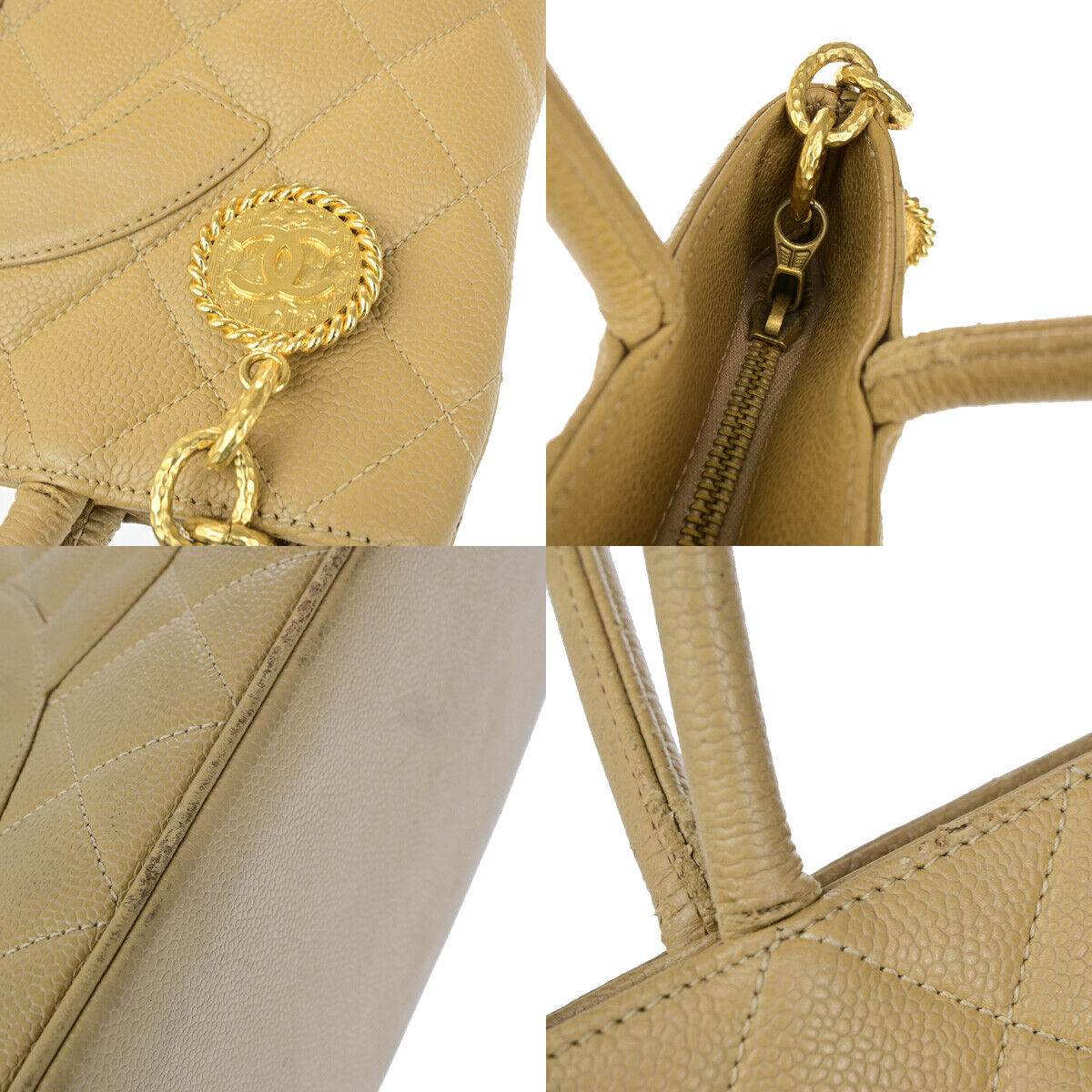 CHANEL CC Medallion Matelasse Shoulder Bag Grained Calfskin Leather BE 46RK561
