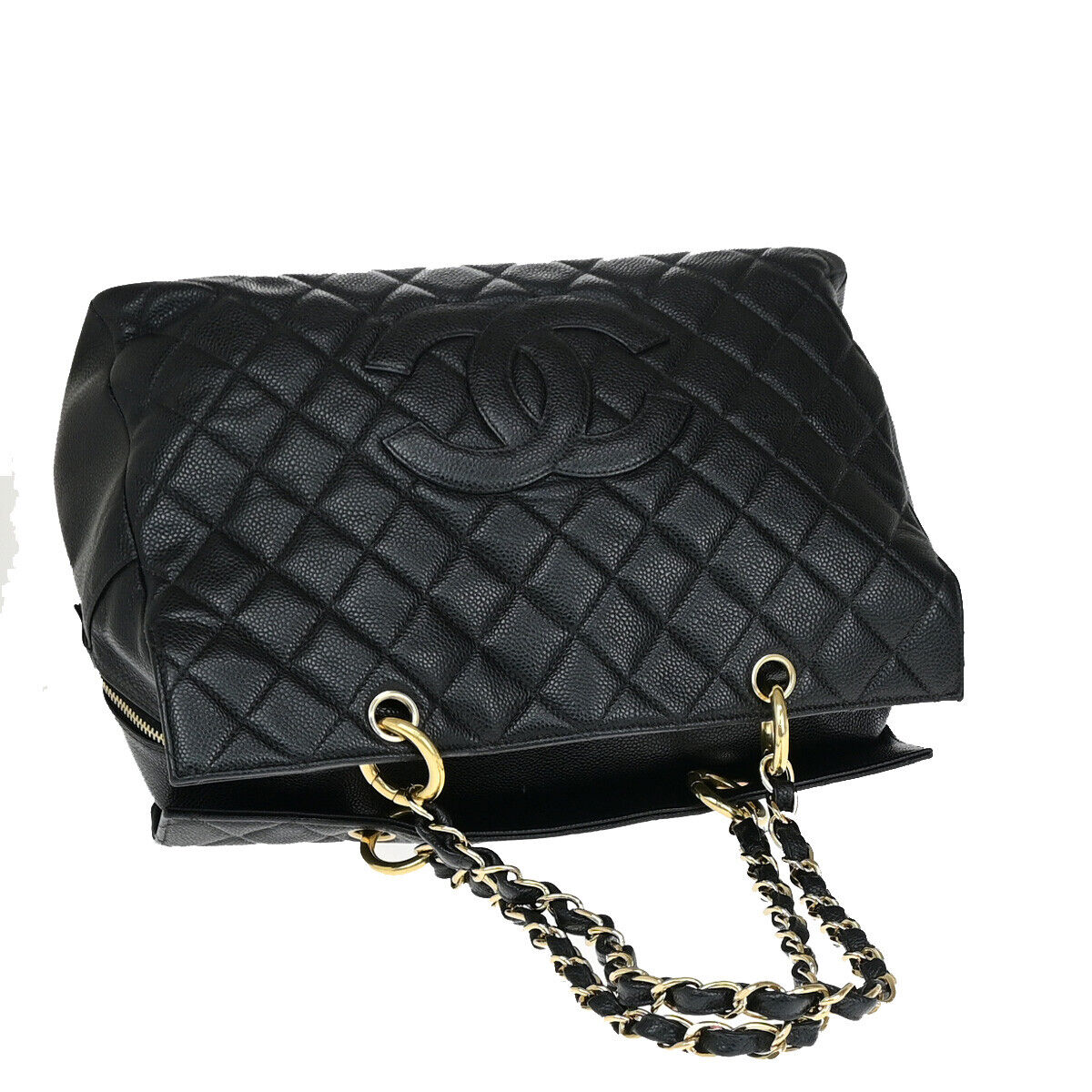 CHANEL CC Matelasse Chain Shoulder Bag Caviar Skin Leather Black GHW 307RJ936