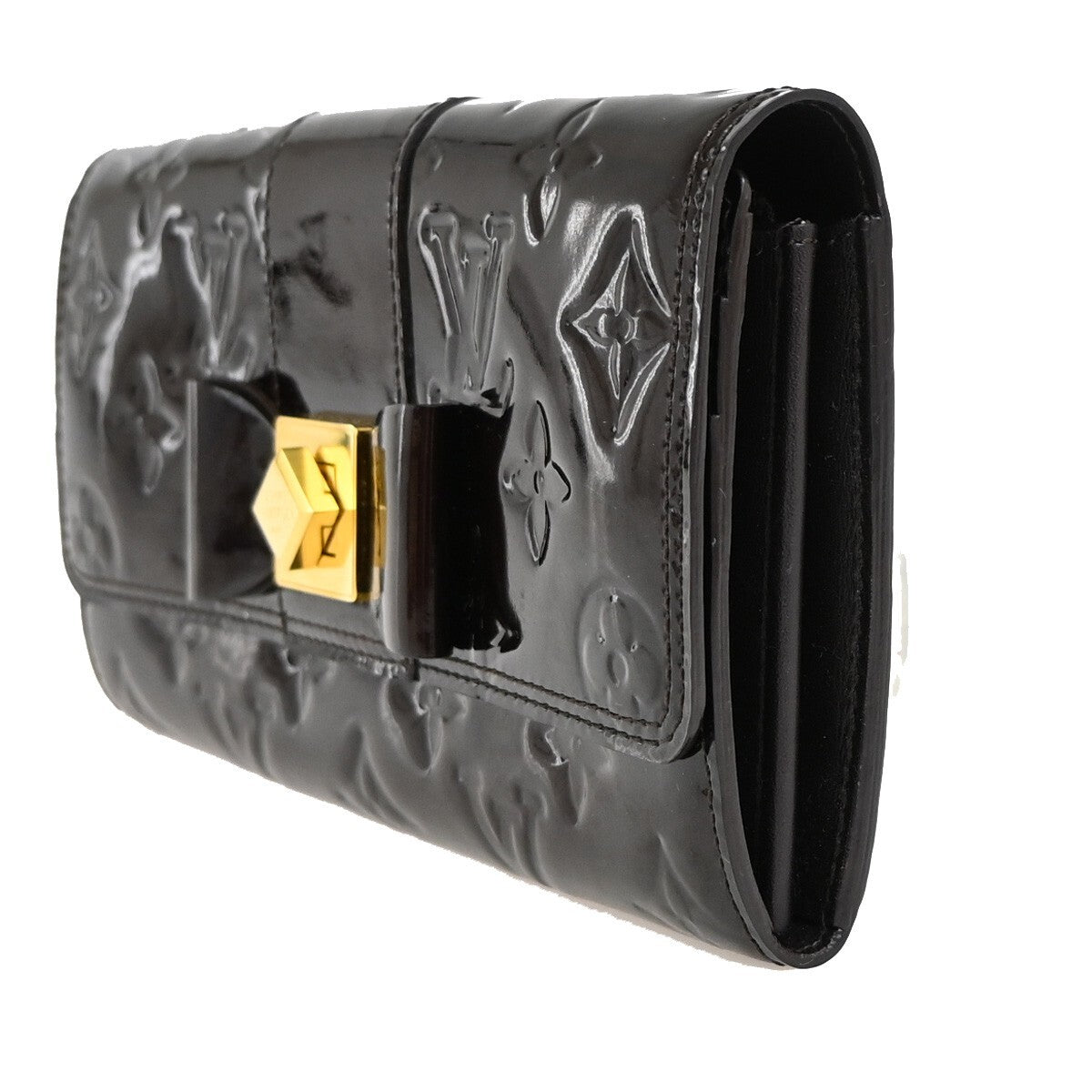 LOUIS VUITTON Bow Long Wallet Monogram Vernis Leather Purple M91498 69EE259