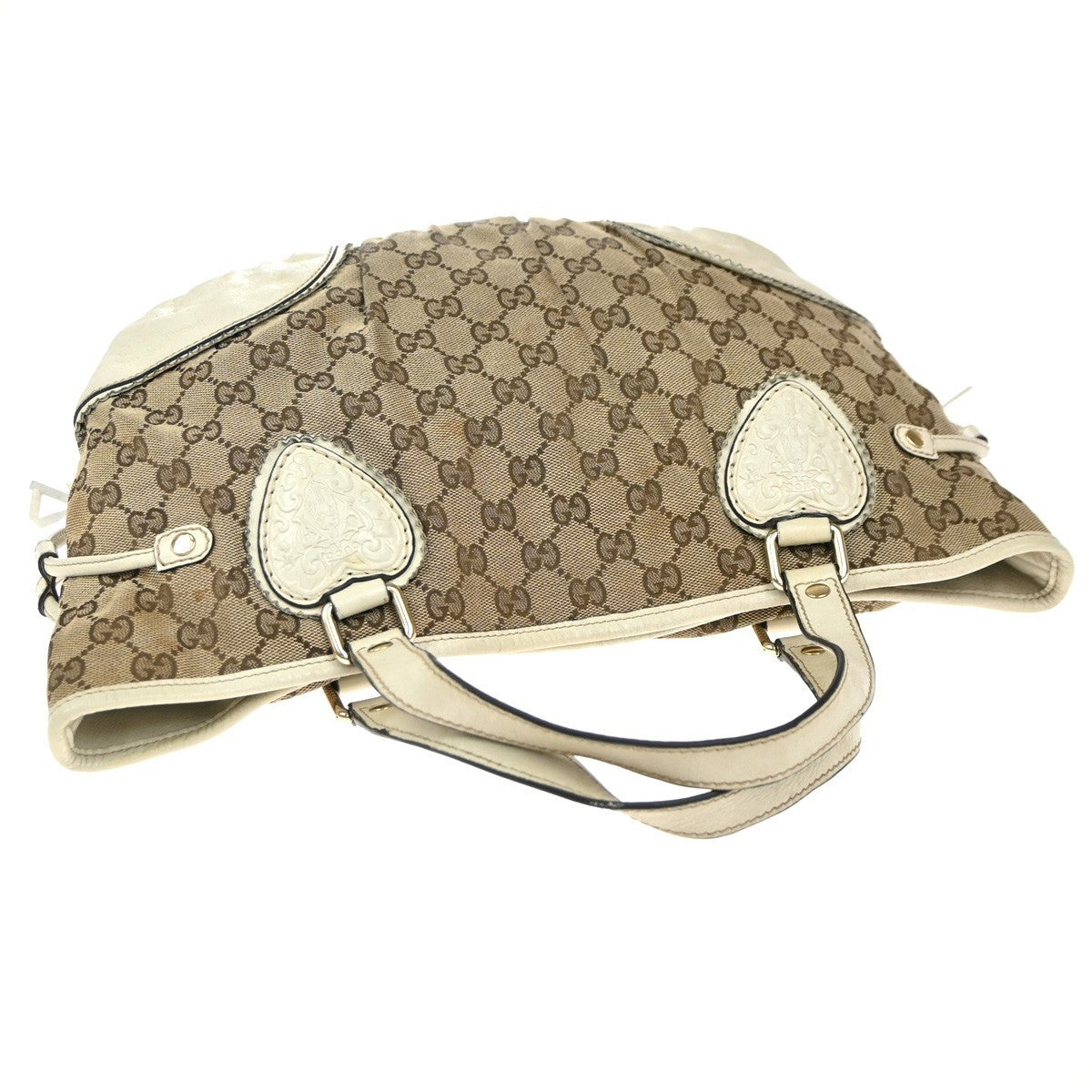 GUCCI GG Pattern Shoulder Tote Bag Canvas Leather Brown White GHW Italy 31EG320