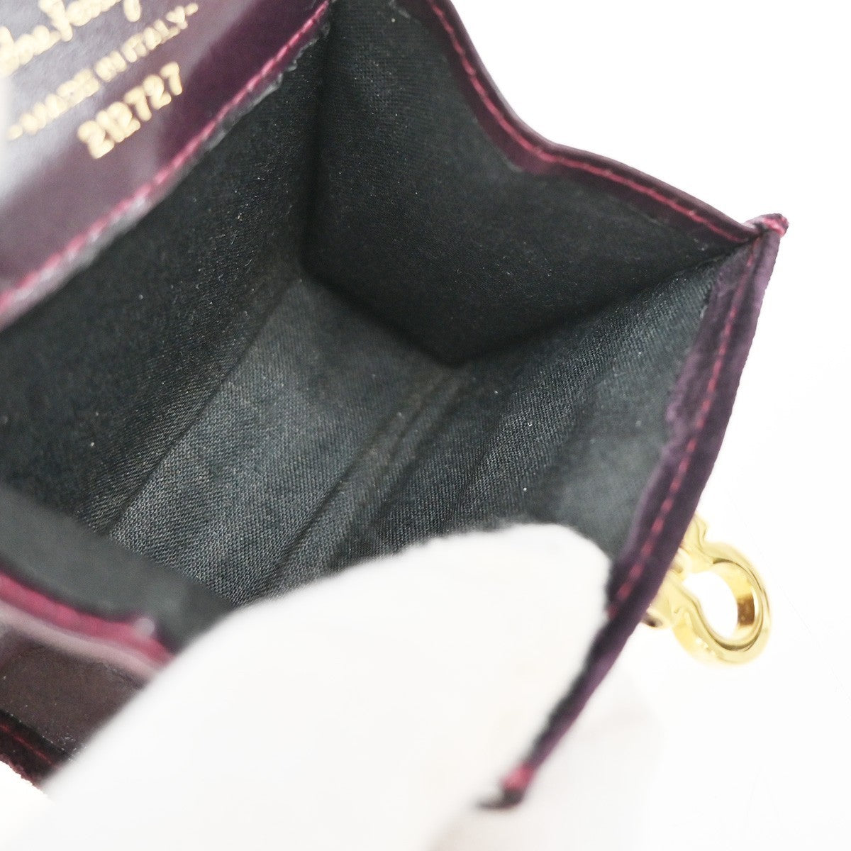 SALVATORE FERRAGAMO Gancini Mini Chain Shoulder Bag Suede Leather Purple 80KP154