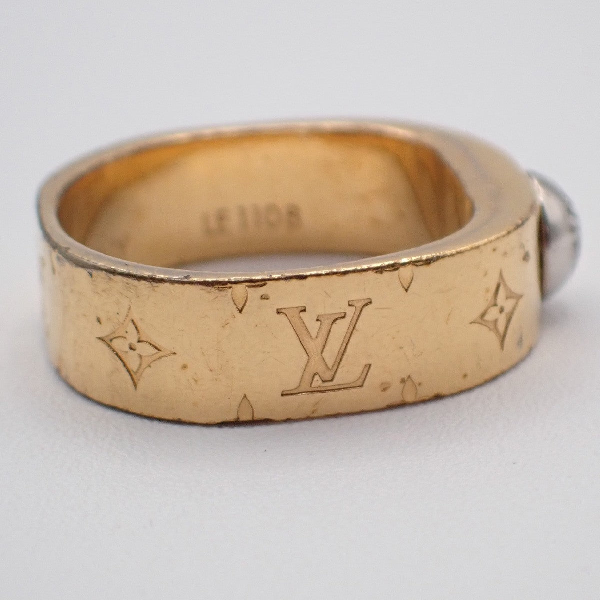 LOUIS VUITTON Nanogram Ring Size S Gold Silver M00210 Italy Accessory 04KP060