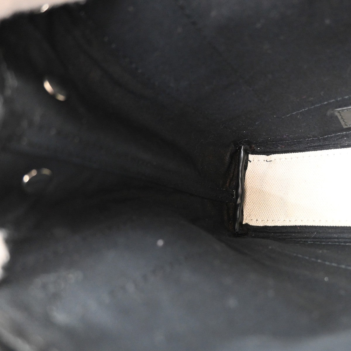 BALENCIAGA LOGO Navy Cabas XS Hand Bag Canvas Leather White Black 70TA232