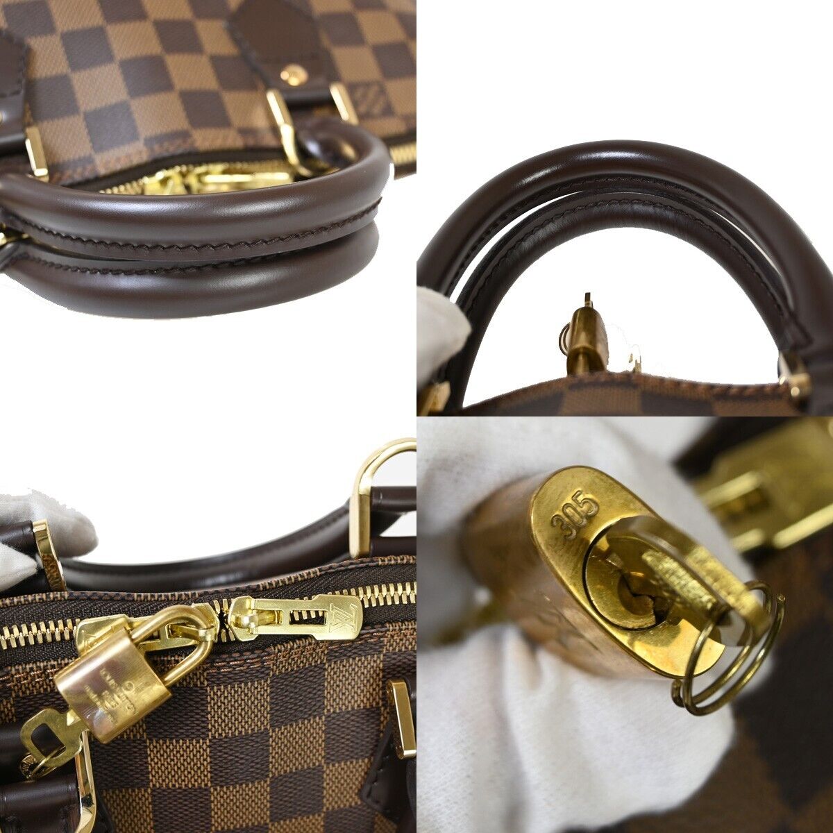 LOUIS VUITTON LV Logo Alma Hand Bag Damier Ebene Leather Brown N51131 667RJ743