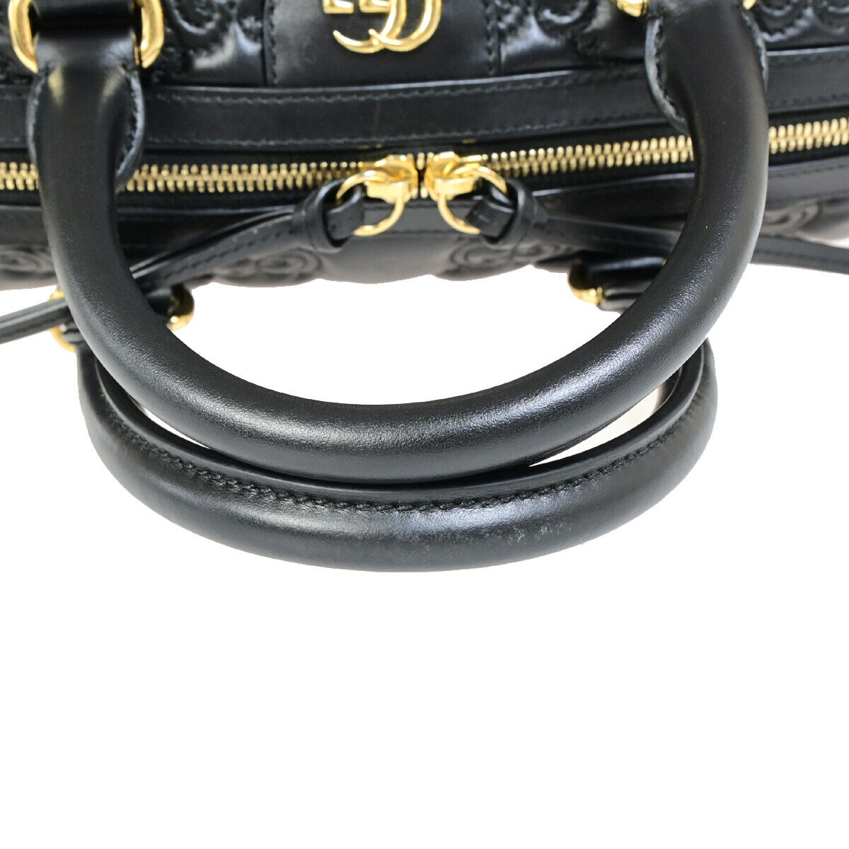 GUCCI Logo GG Matelasse 2Way Travel Shoulder Hand Bag Leather Black GHW 332RK358