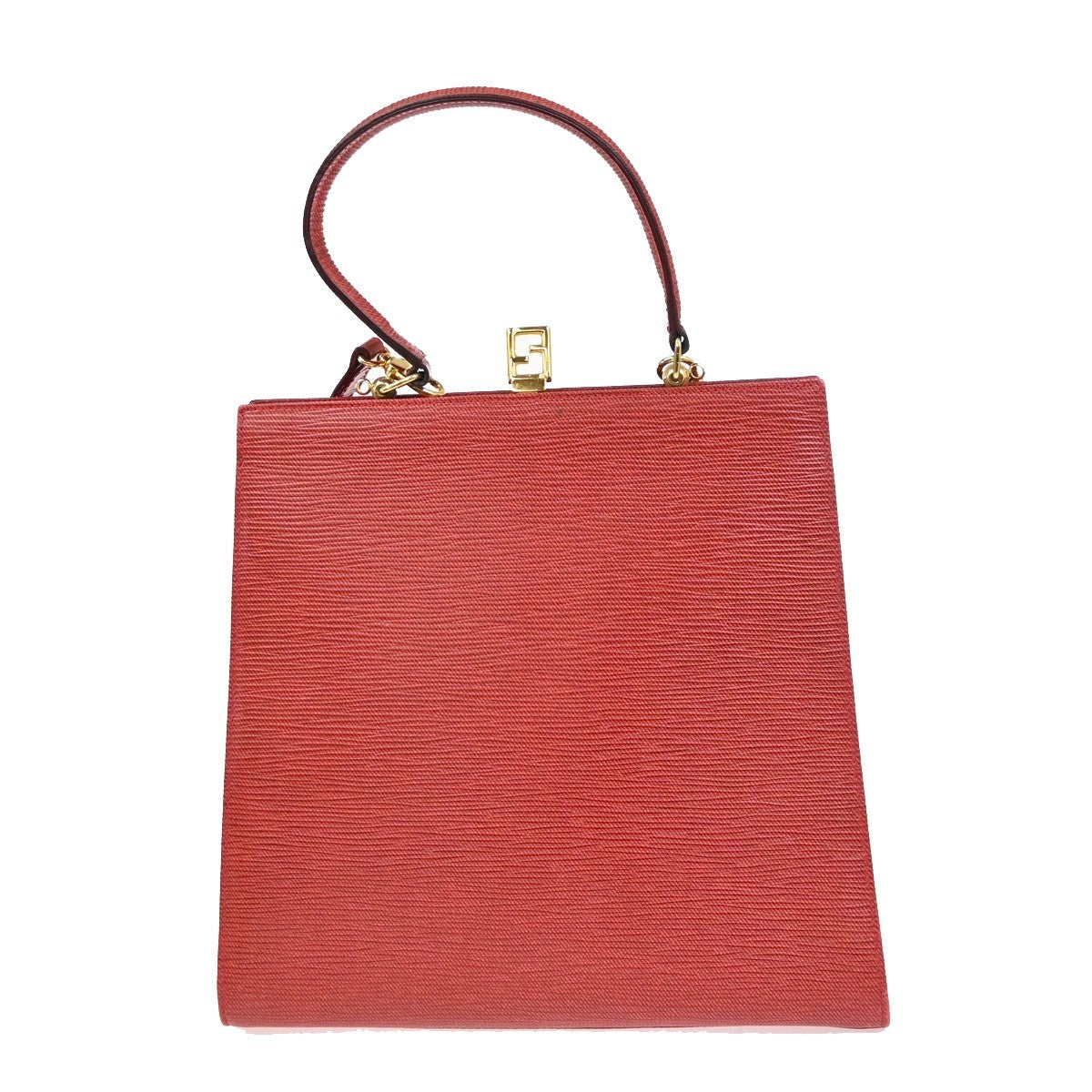 FENDI Logo FF 2way Shoulder Top Handle Bag Leather Red Italy 32CA965