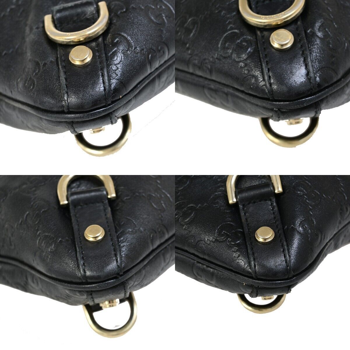 GUCCI Logo Guccissima Crossbody  Shoulder Bag Leather Black GHW Italy 39EB224