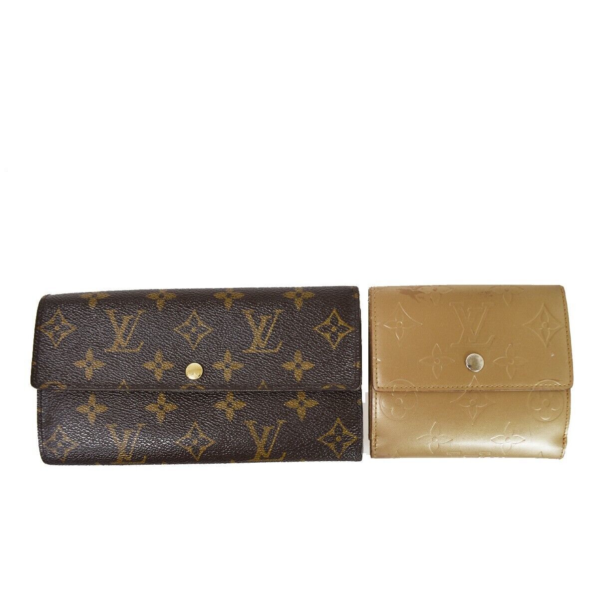 LOUIS VUITTON 2 Set Bifold Trifold Long Wallet Monogram Mat Leather BN 66YD247