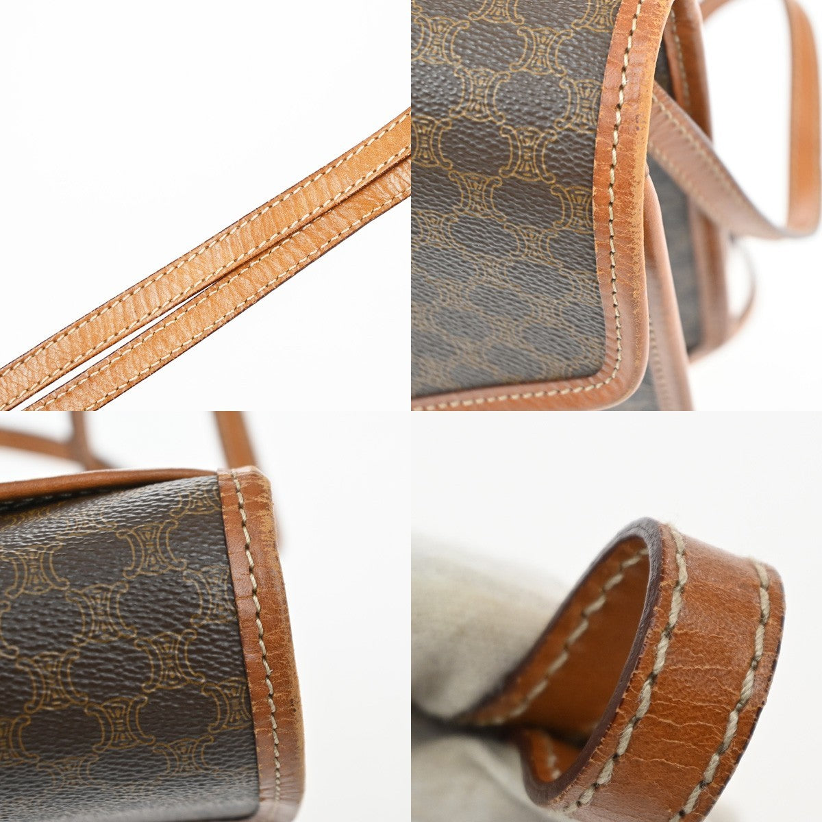 CELINE Logo Macadam Pattern Shoulder Bag PVC Leather Brown GHW Italy 31MA650