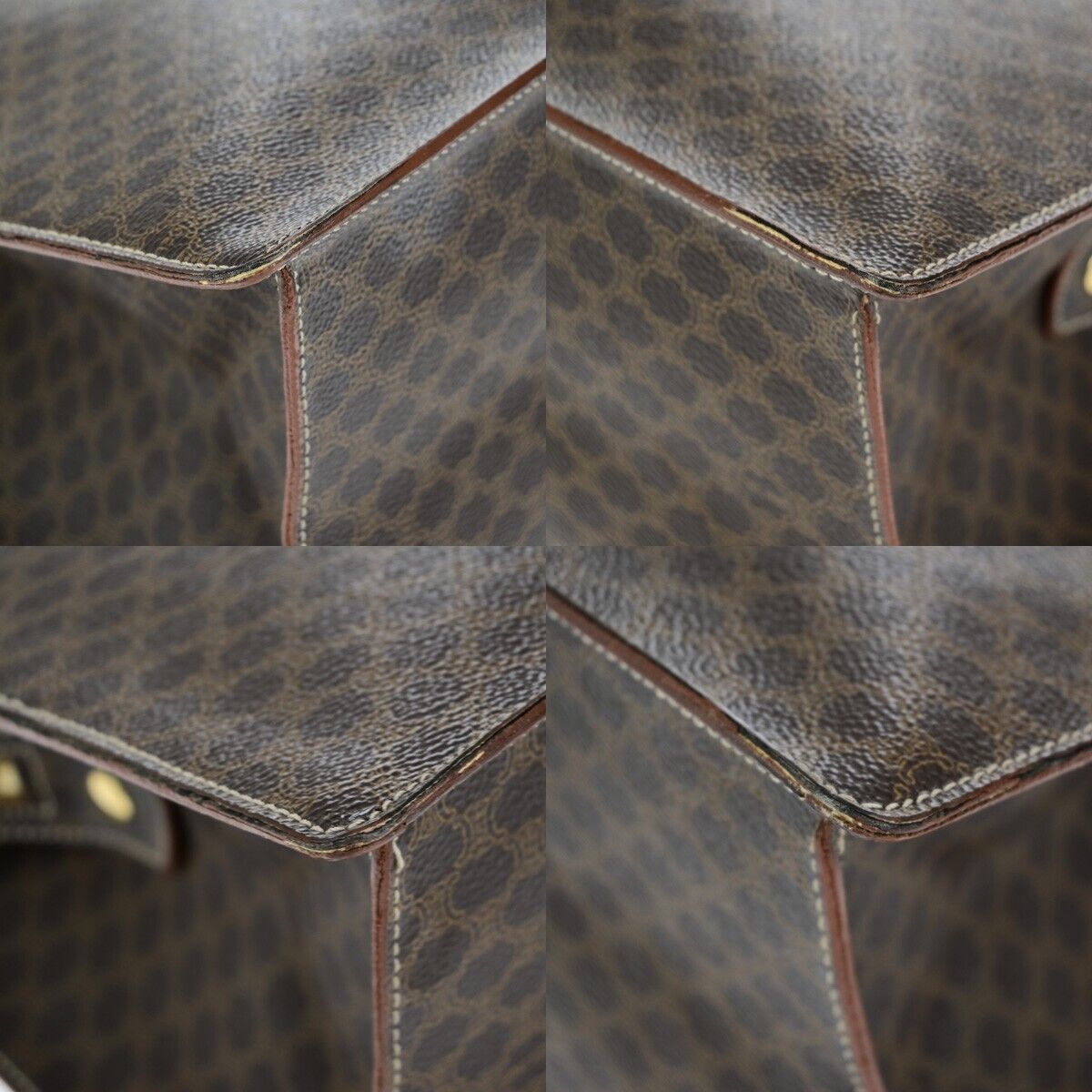 CELINE Logo Macadam Pattern Hand Bag PVC Leather GHW Made in Itay 83EC971