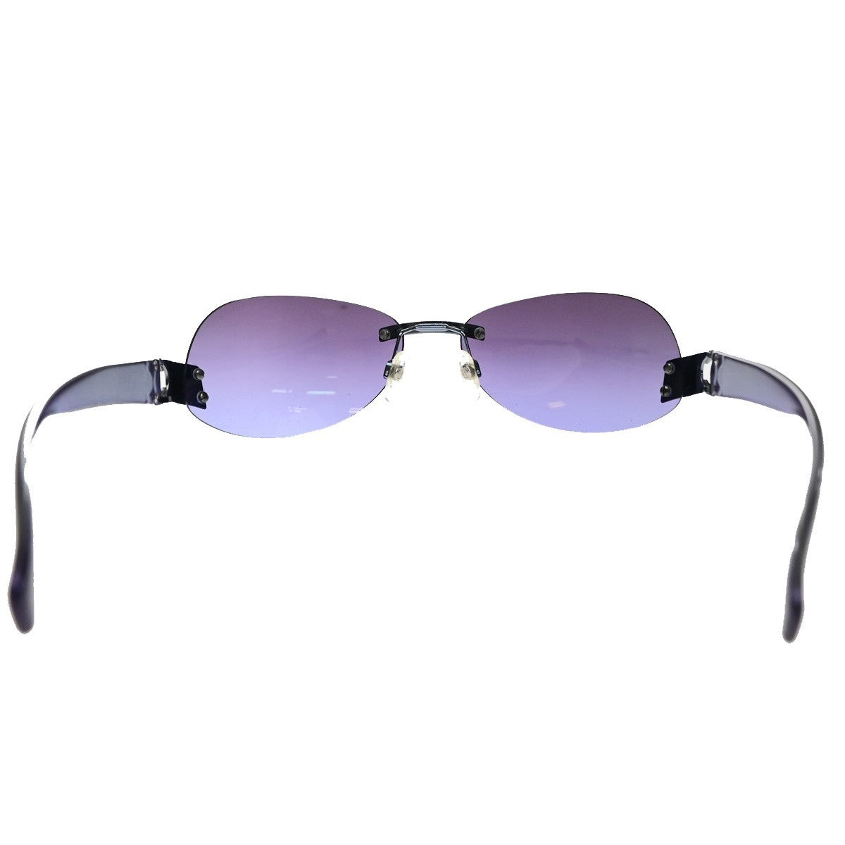CHANEL CC Logo Rimless Sunglasses Eye Wear Plastic Metal Purple 05RQ087