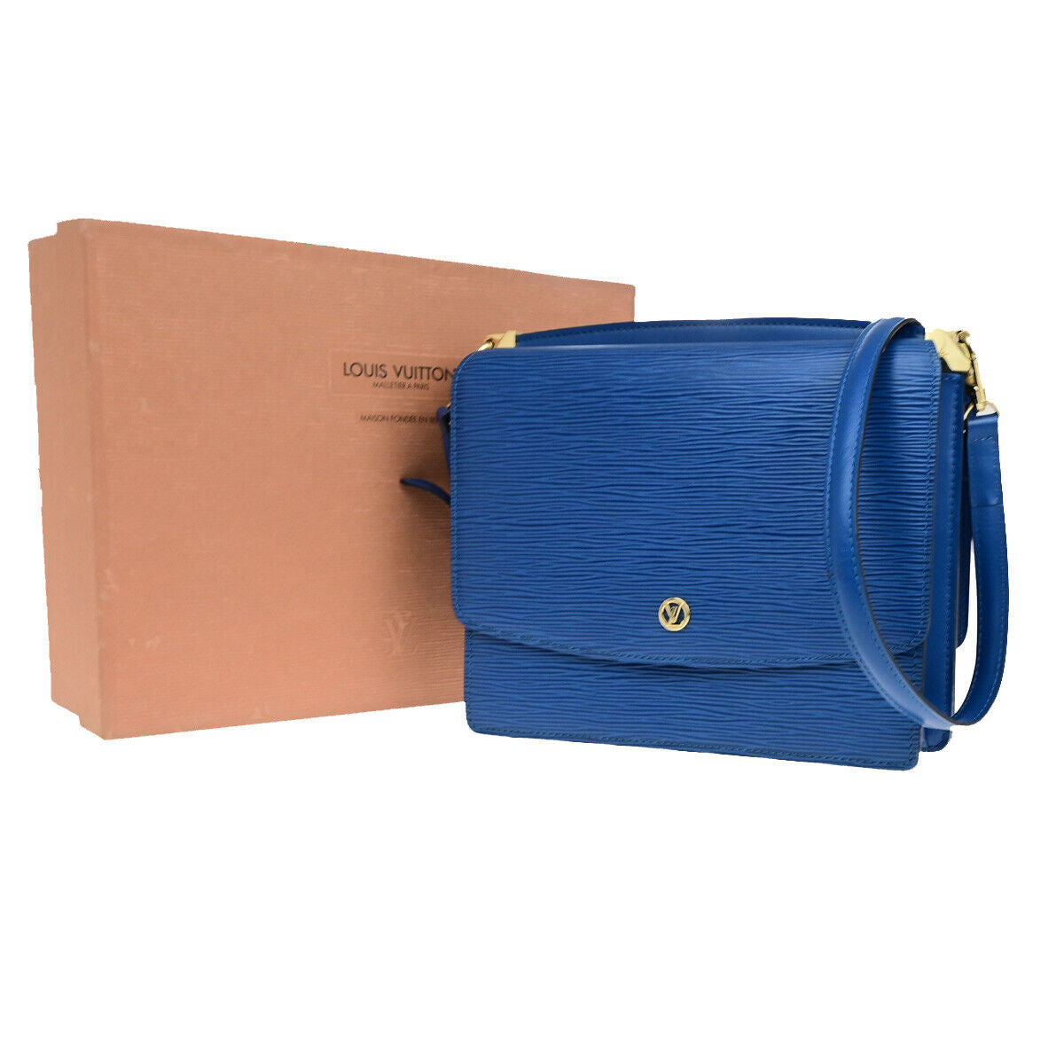 LOUIS VUITTON Grenell Both Flap Shoulder Bag Epi Leather Blue M52365 87YF336