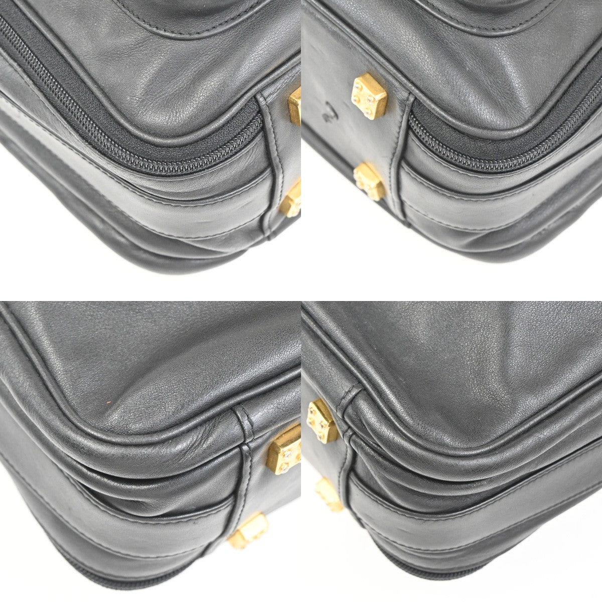 LOEWE Logo Anagram Business Hand Bag Leather Black GHW Spain GHW 67TA649